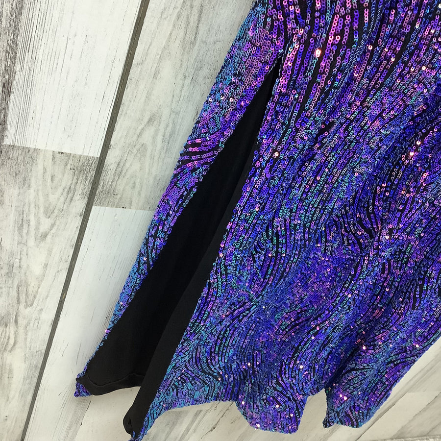 Night Way Size 20 W Purple Sequined Iridescent Formal Gown