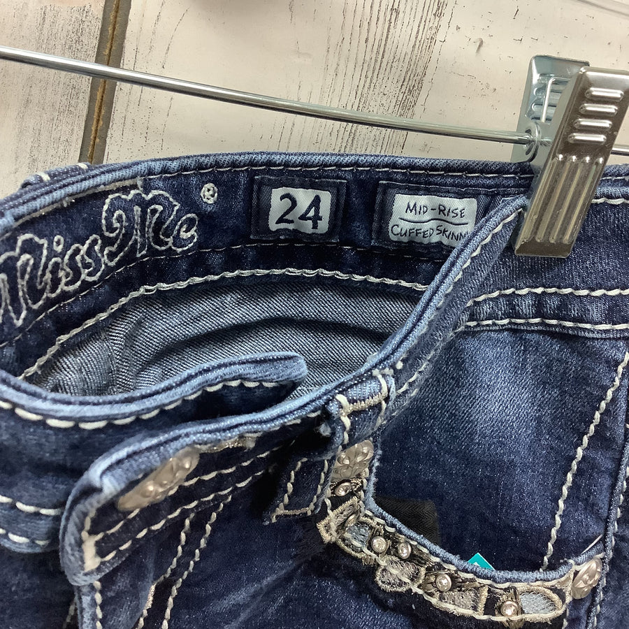 Miss Me Size 00 Mid Rise Cuffed Skinny Jeans