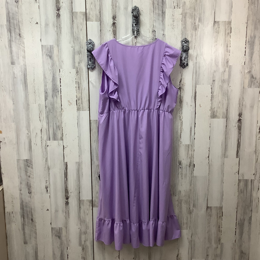Size 4XL Purple Women's Ruffled Dress