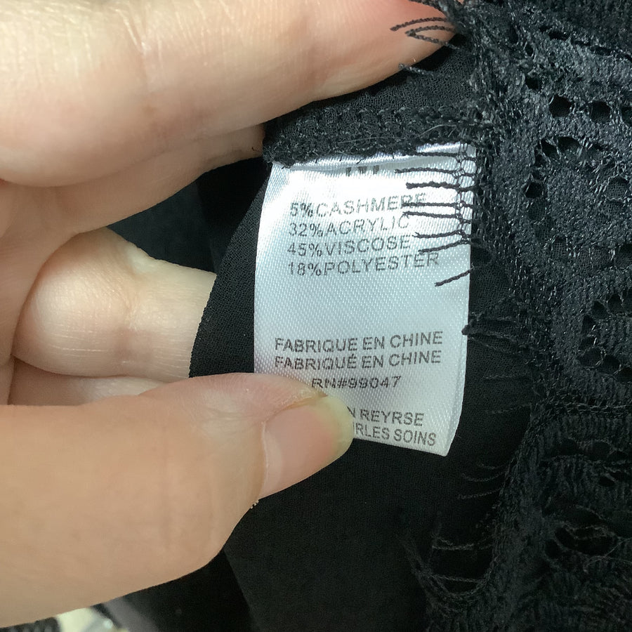 Fleur De Lis Size Med Black Cashmere Blend Tunic