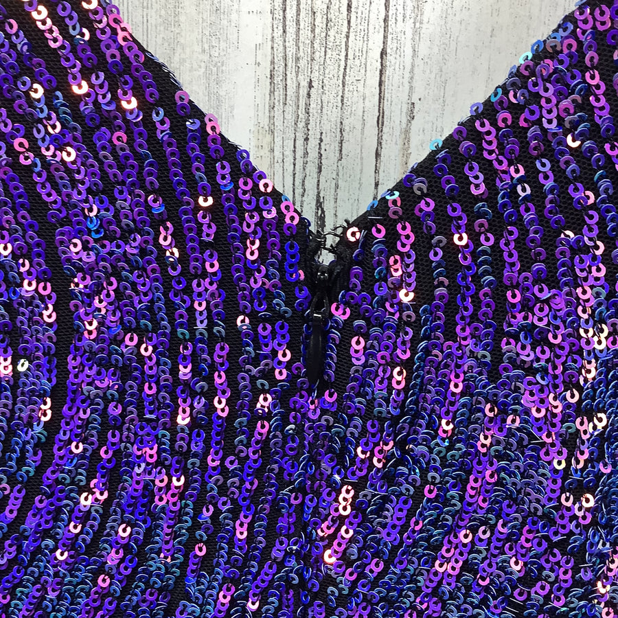 Night Way Size 20 W Purple Sequined Iridescent Formal Gown