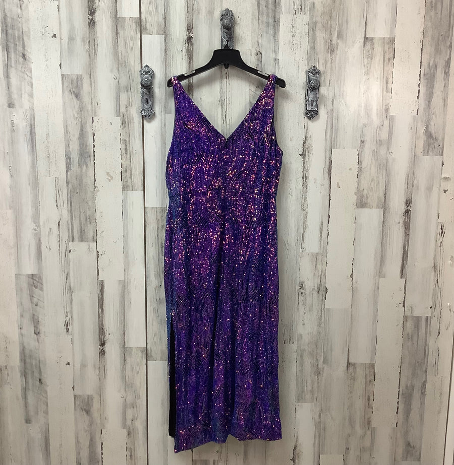 Night Way Size 20 W Purple Sequined Iridescent Formal Gown