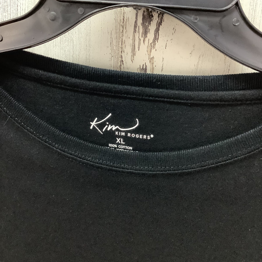 Kim Rogers Size XL Solid Black Relaxed Tee