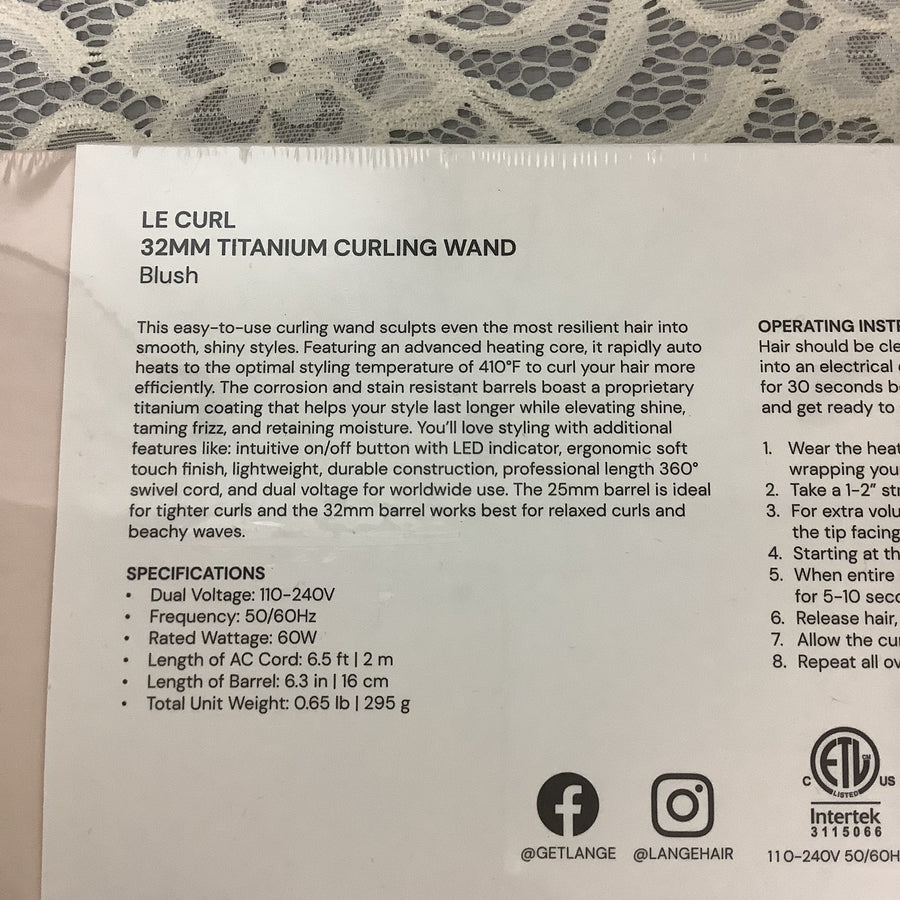 L'ange Le Curl 32MM Titanium Hair Curling Wand