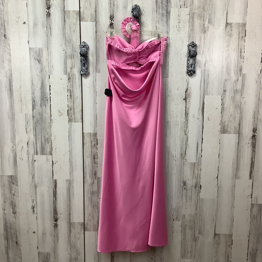 Hello Molly Size Med Junior Forever Trend Satin Maxi Pink Prom Gown