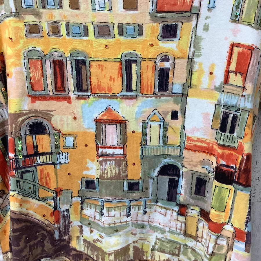 Life Style Size 1X Venetian City Print Shirt