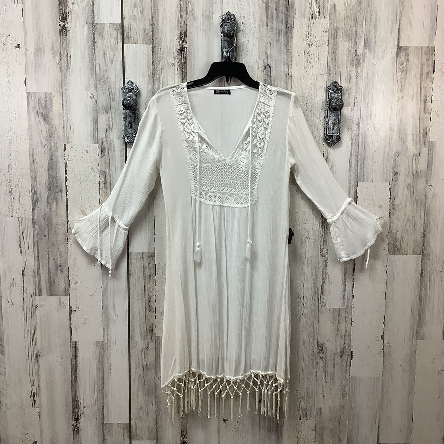 Paradise Size Sm White Fringe Bathing Suit Cover Up