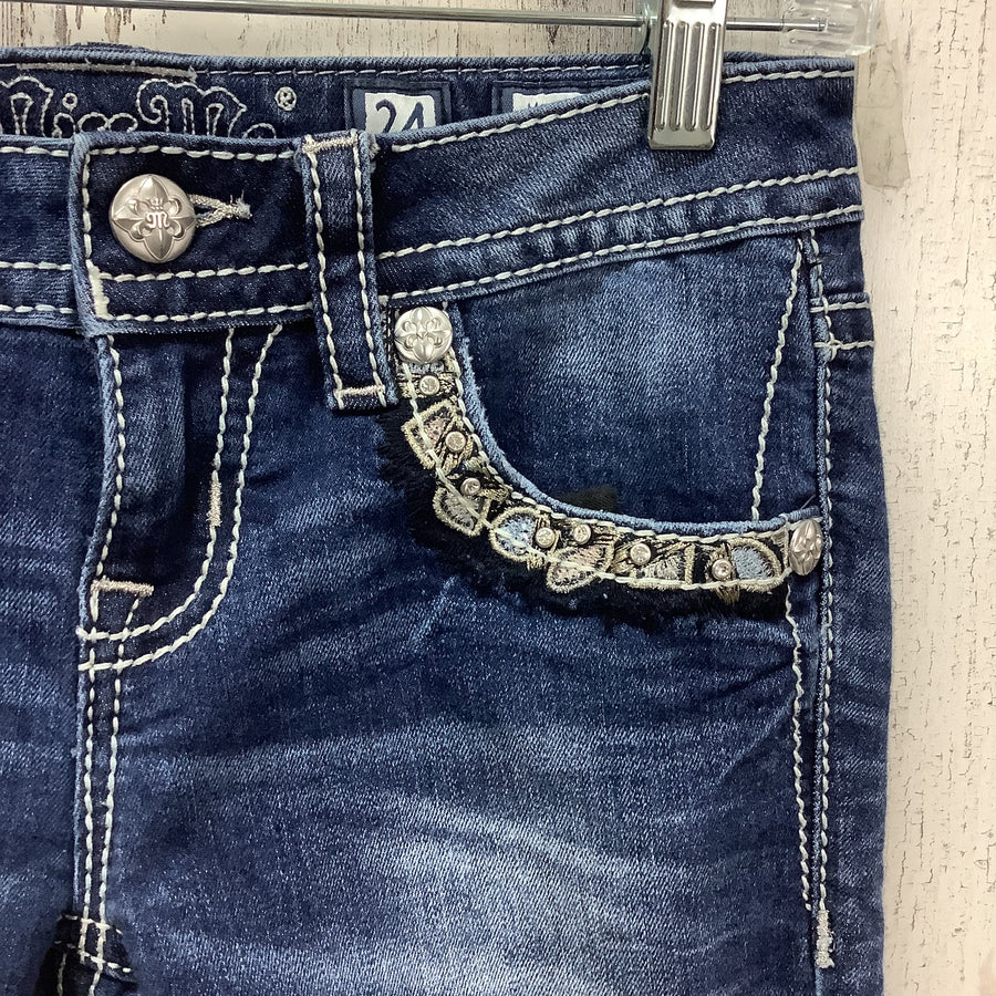 Miss Me Size 00 Mid Rise Cuffed Skinny Jeans