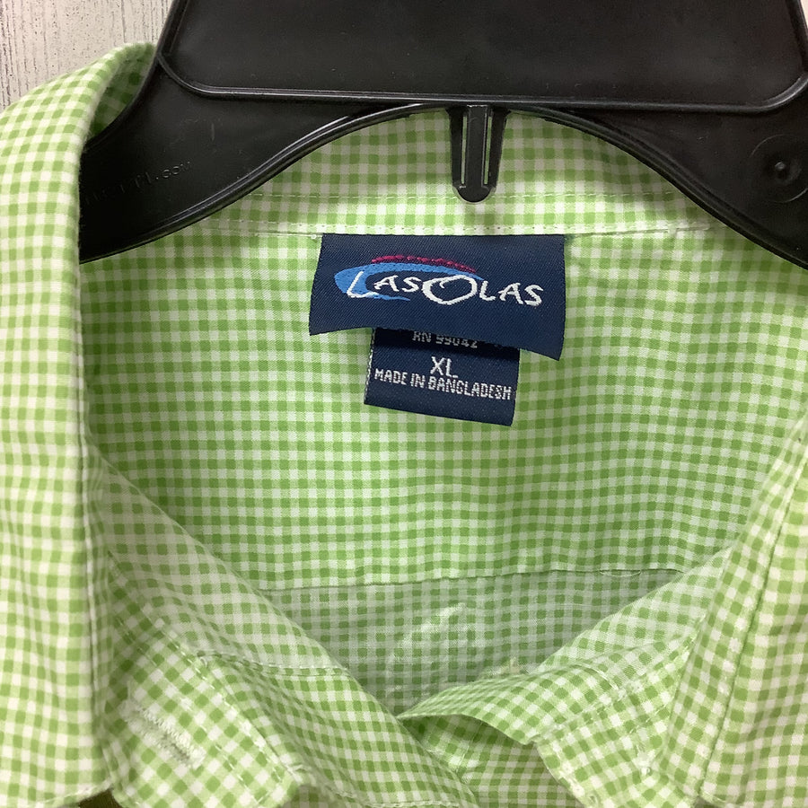 Las Olas Size XL Plaid Sunflowers Embroidered Shirt