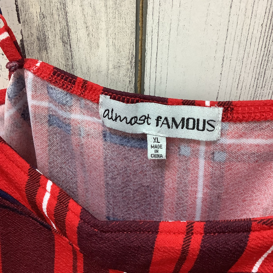 Almost Famous Size XL Red Plaid Junior Romper