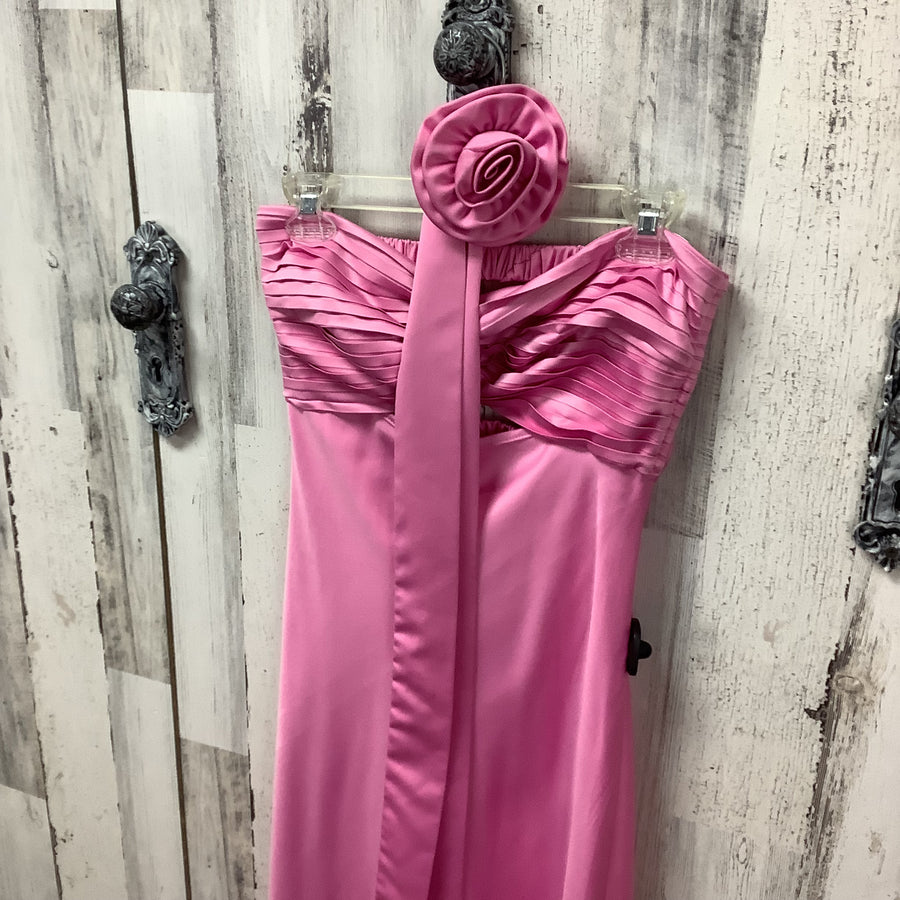 Hello Molly Size Med Junior Forever Trend Satin Maxi Pink Prom Gown