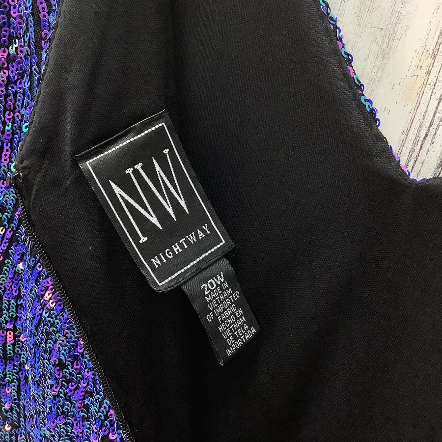 Night Way Size 20 W Purple Sequined Iridescent Formal Gown