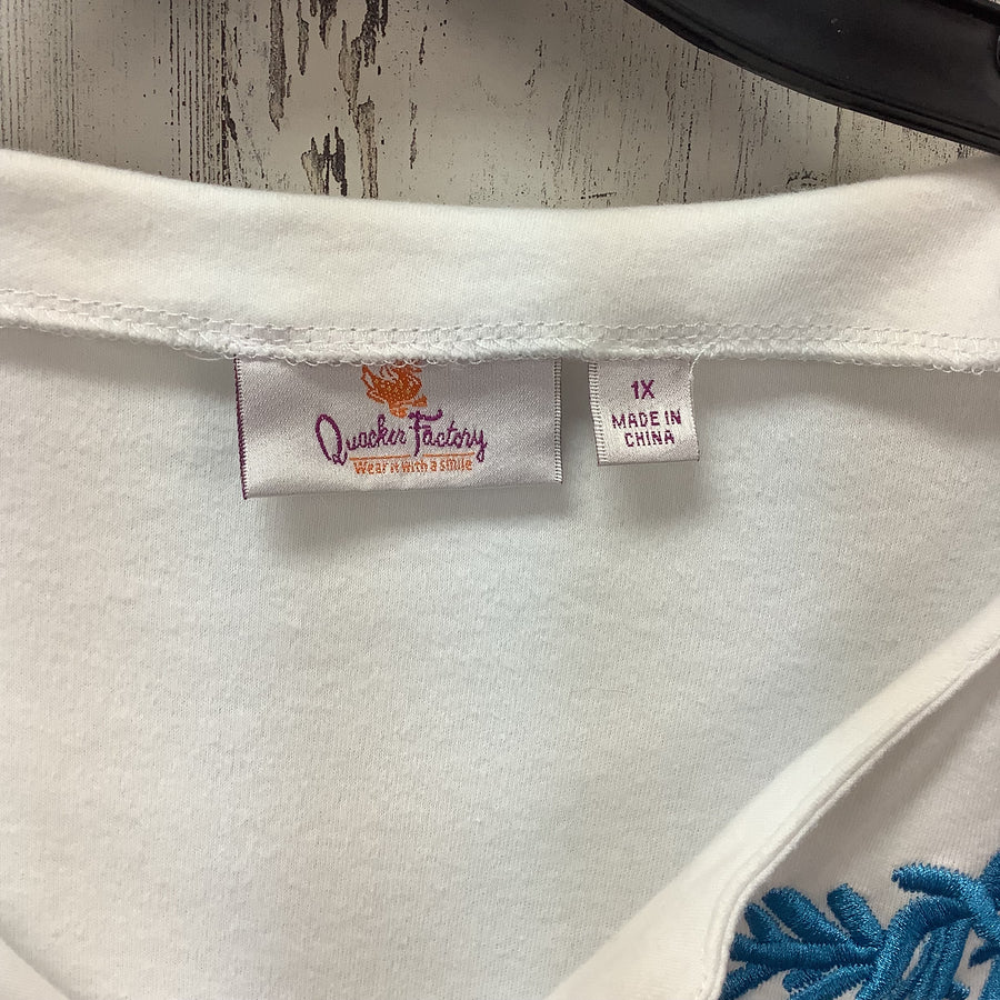 Quacker Factory Size 1X Embroidered Women's Shirt