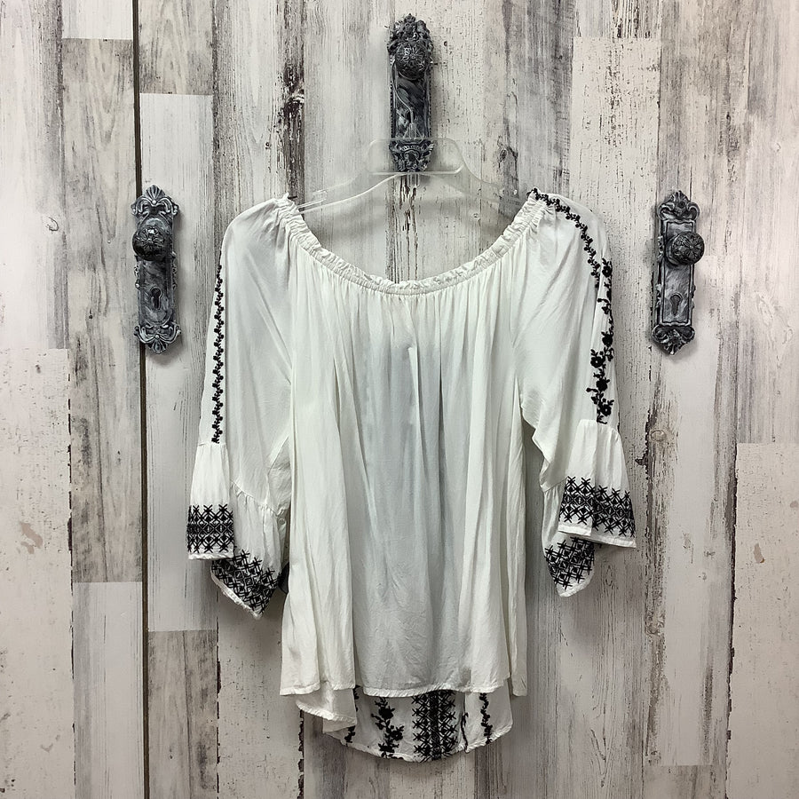 Savanna Jane Size Large Women's White Peasant Shirt