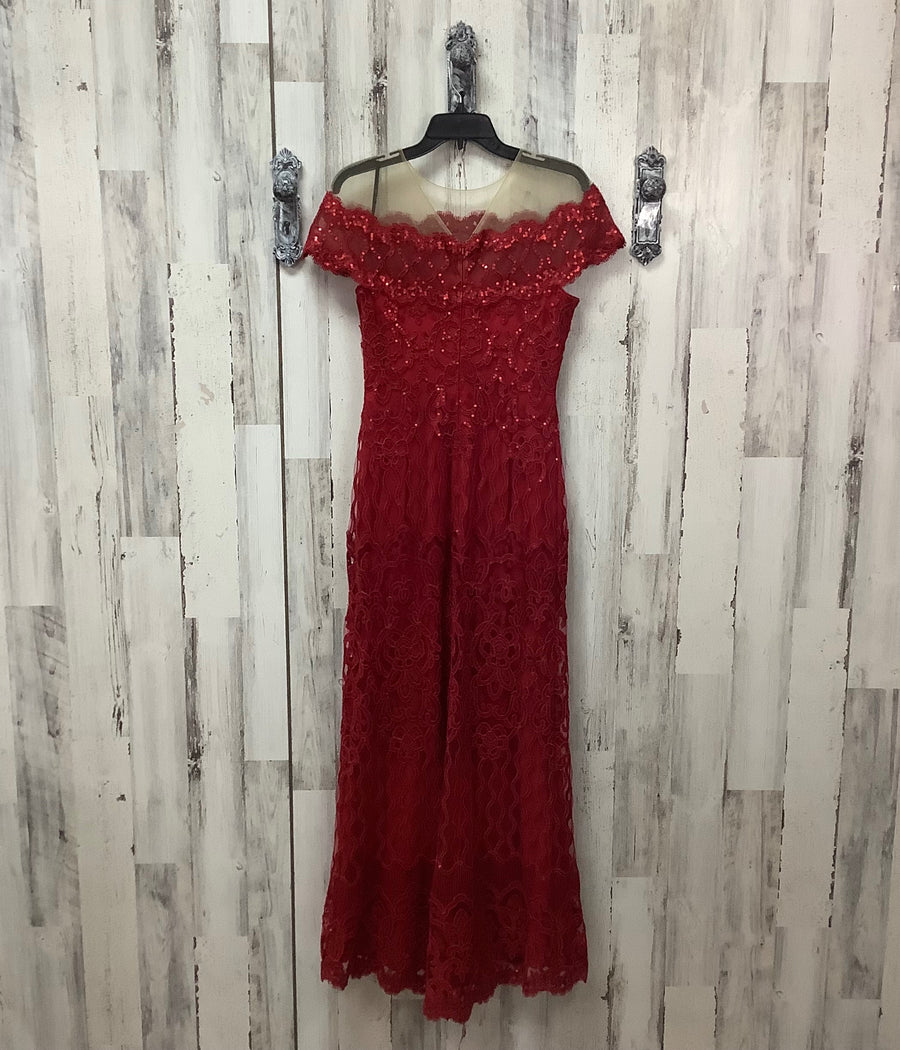 Tadashi Shoji Size 6 Red Sequin Lace Formal Gown