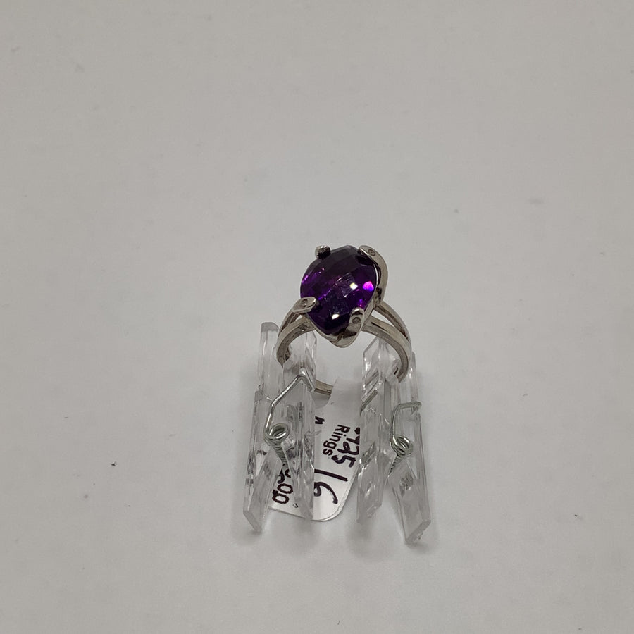 Handset Faceted Oval Amethyst  Size 6 Rings