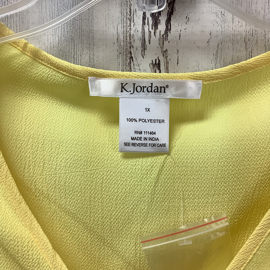 K Jordan Size 1X Women's Solid Yellow High Low Summer Tunic