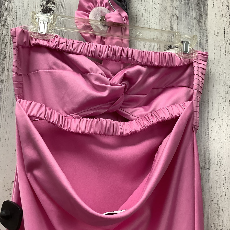 Hello Molly Size Med Junior Forever Trend Satin Maxi Pink Prom Gown