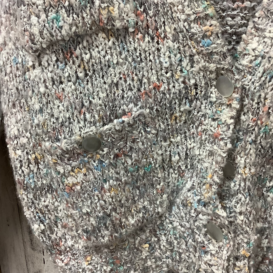 Antonio Veneto Size Lg Heathered Wool Blend Cardigan