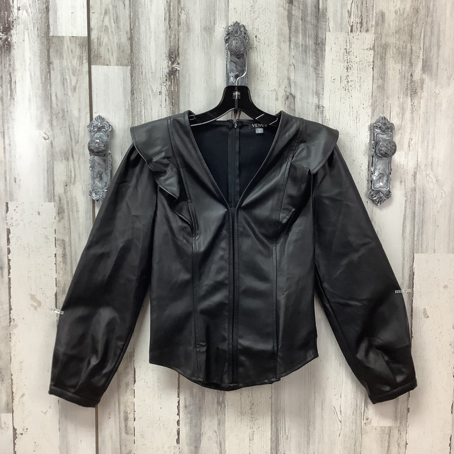 Venus Size Small Black Faux Leather Shirt