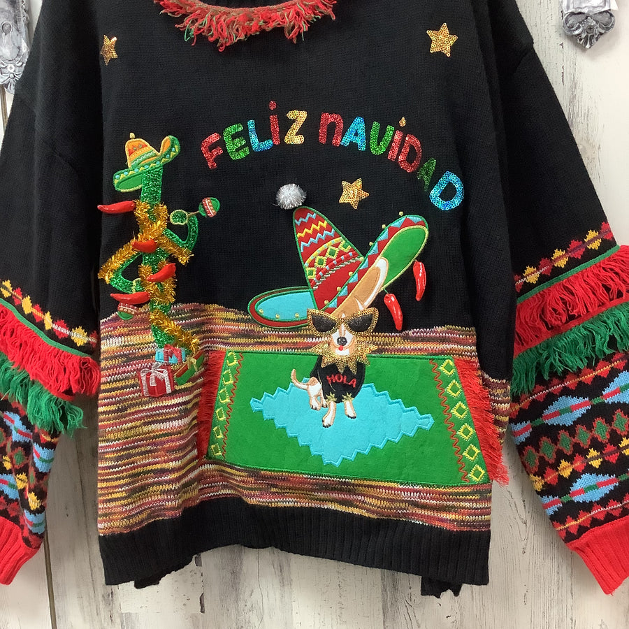 Holiday Time Size 2X Feliz Navidad Ugly Christmas Sweater