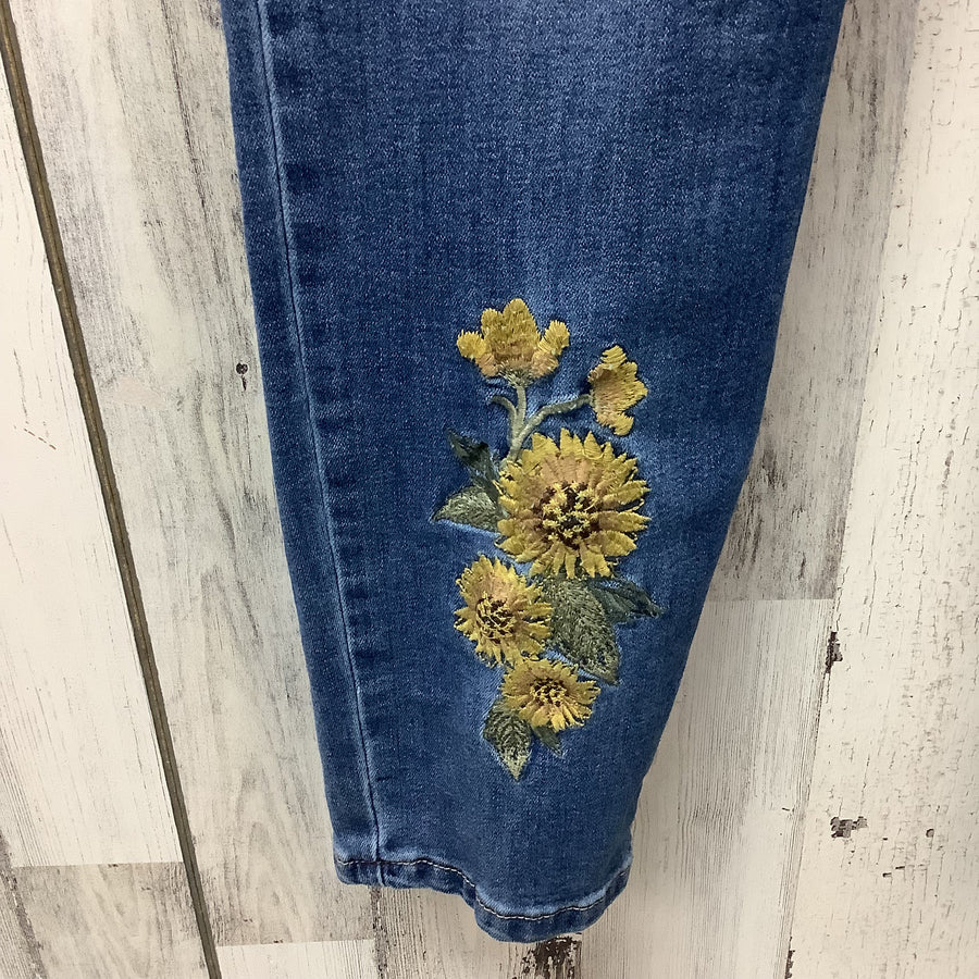 Royalty For Me Size 16 Sunflower Embroidered Mid Rise Jeans