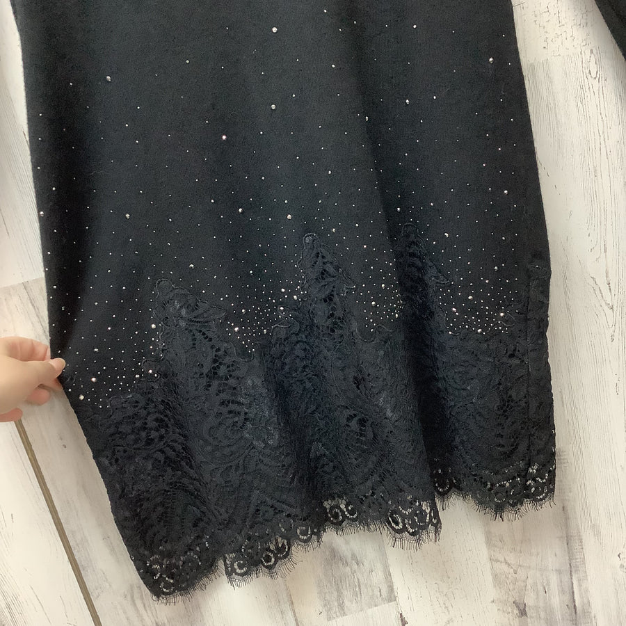 Fleur De Lis Size Med Black Cashmere Blend Tunic