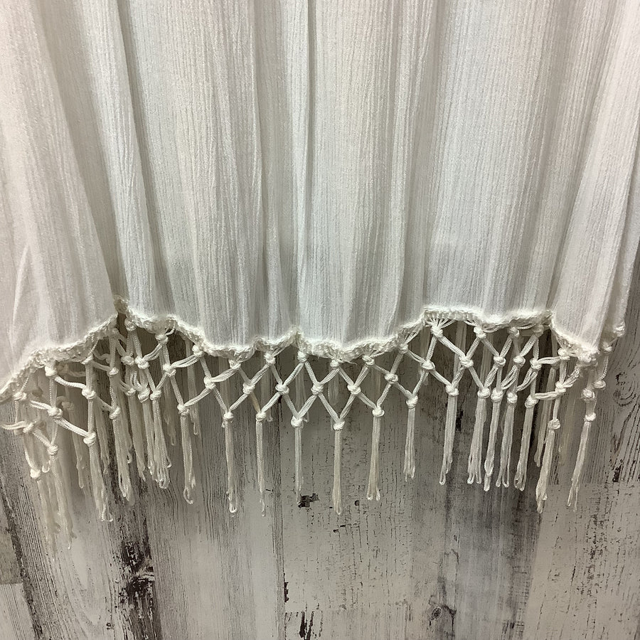 Paradise Size Sm White Fringe Bathing Suit Cover Up