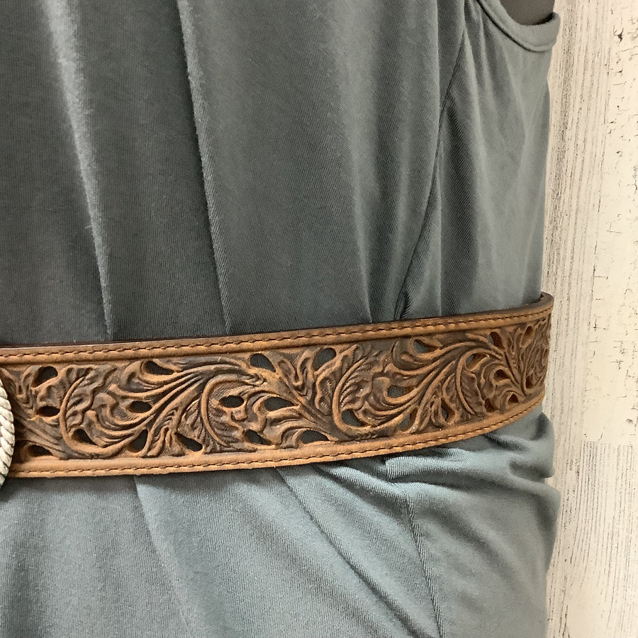 Tony Lama Size Med Leather Filigree Embossed Belts