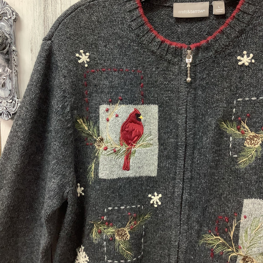 Croft & Barrow Size Large Winter Cardinal Cardigan