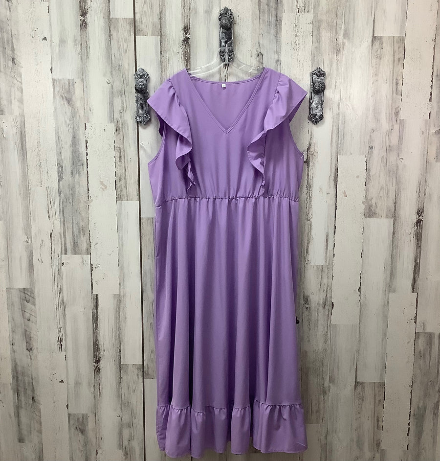 Size 4XL Purple Women's Ruffled Dress