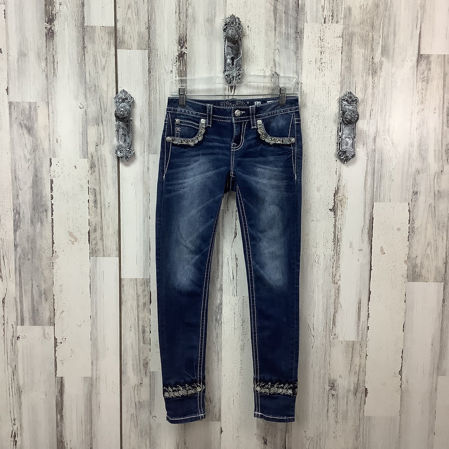 Miss Me Size 00 Mid Rise Cuffed Skinny Jeans