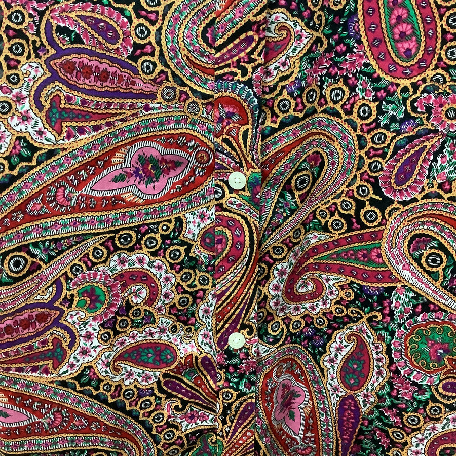 B Green Size Large No Iron Paisley Button Down Shirt